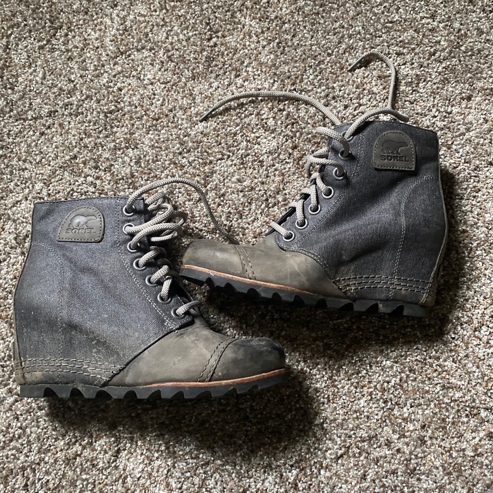 Sorel PDX wedge bootie boot gray black 8